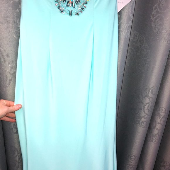 Backless Sleek Sexy  Prom Dress, Size 2, High Neck S/S Mermaid Sequin Put a Slit - Picture 6 of 13